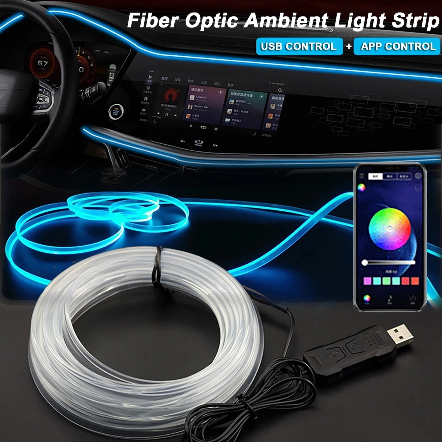 Color Changing LED Fiber Optic Strip Lights